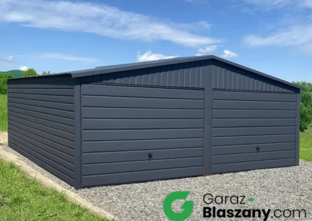 garaż blaszany 6x6 grafit poziomy panel