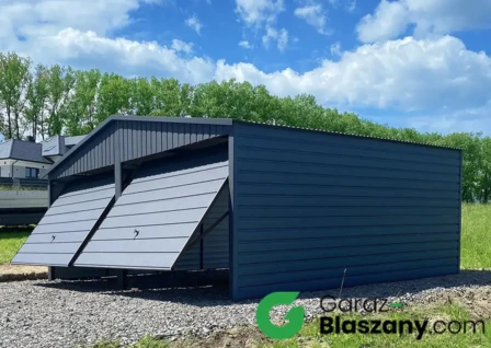 garaż blaszany 6x6 grafit z obróbkami