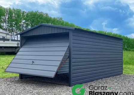 garaż blaszany 3x5 grafit poziomy panel
