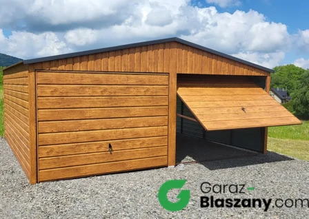 garaż blaszany 6x5 złoty dąb dwuspadowy