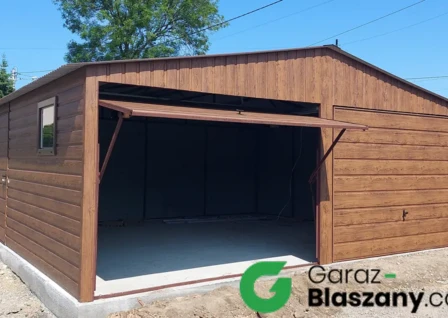 garaż blaszany 6x5 drewnopodobny dodatkowe drzwiczki
