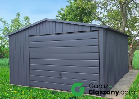 garaż blaszany 4x5 antracyt pionowy panel