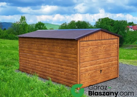 garaż blaszany 3x6 drewnopodobny złoty dąb