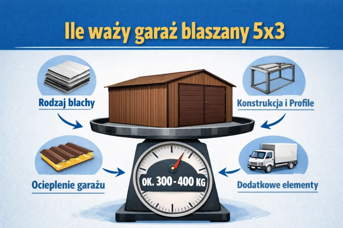 Ile waży garaż blaszany 5x3 i co wpływa na jego wagę