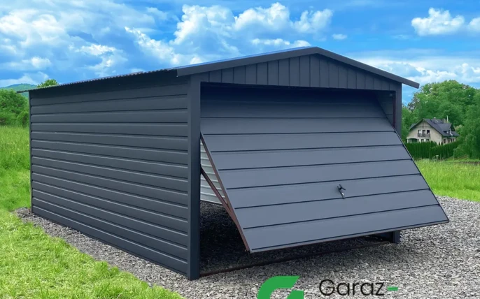 garaż blaszany 3x5 grafit poziomy panel