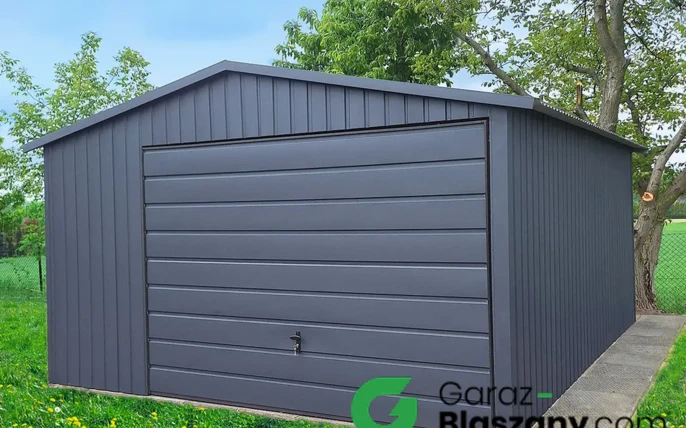 garaż blaszany 4x5 grafit pionowy panel