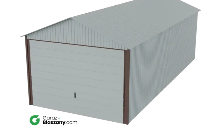 Garaż blaszany 3x7 ocynkowany Iszy gatunek dach dwuspadowy brama uchylna