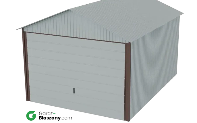 Garaż blaszany 3x4 ocynkowany Iszy gatunek dach dwuspadowy brama uchylna