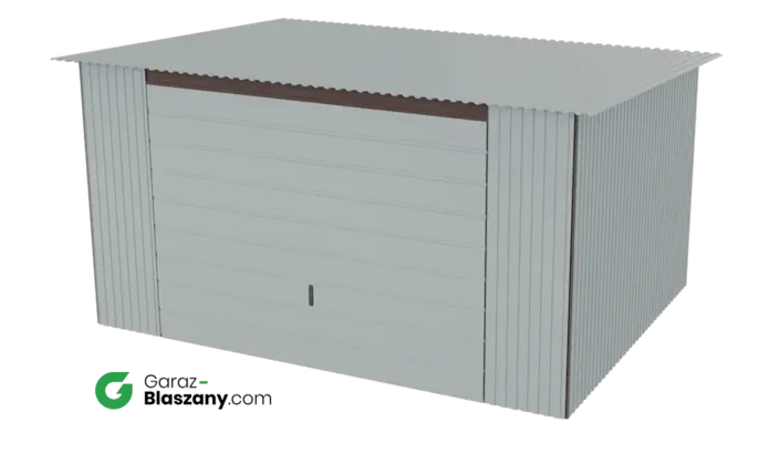 Garaż blaszany 4x3 ocynkowany Iszy gatunek dach jednospadowy brama uchylna
