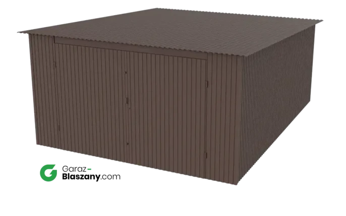 Garaż blaszany 4x5 brązowy MAT jednospadowy brama dwuskrzydłowa