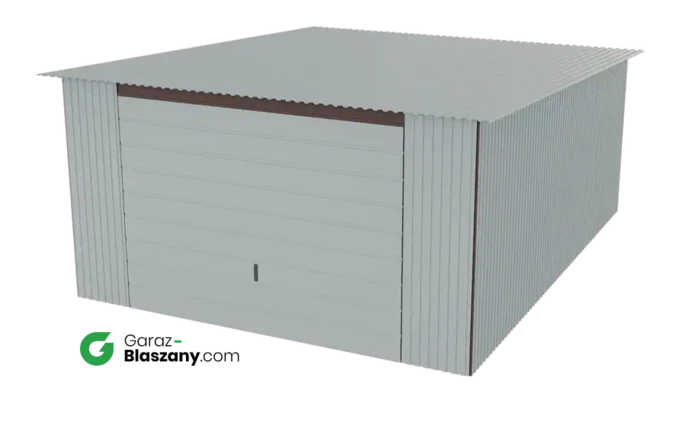 Garaż blaszany 4x5 ocynkowany Iszy gatunek dach jednospadowy brama uchylna
