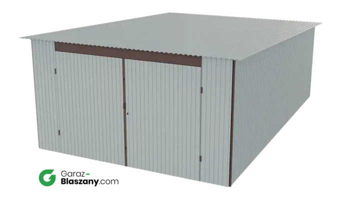 Garaż blaszany 4x6 ocynkowany Iszy gatunek dach jednospadowy brama dwuskrzydłowa