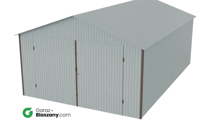 Garaż blaszany 4x6 ocynkowany Iszy gatunek dach dwuspadowy brama dwuskrzydłowa