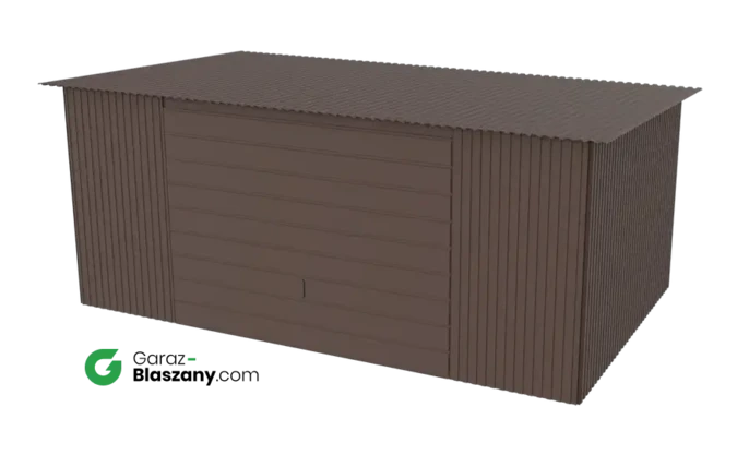 Garaż blaszany 5x3 brązowy MAT dach jednospadowy brama uchylna