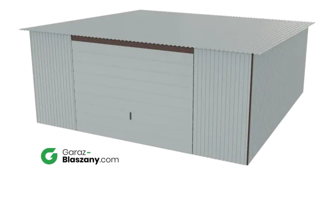 Garaż blaszany 5x5 ocynkowany Iszy gatunek dach jednospadowy brama uchylna