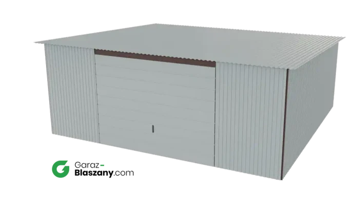 Garaż blaszany 5,5x5 ocynkowany Iszy gatunek dach jednospadowy brama uchylna
