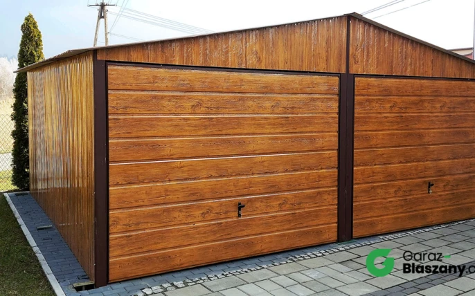 Garaż blaszany 6x5 Złoty Dąb, dach dwuspadowy, brama uchylna, dwie wersje