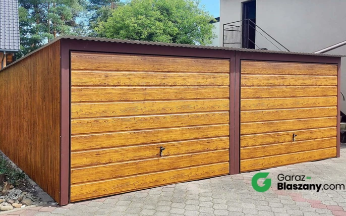 Garaż blaszany 6x5,5 Złoty Dąb, dach jednospadowy, brama uchylna