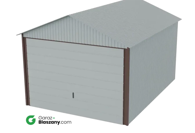 Garaż blaszany 3x4 ocynkowany Iszy gatunek dach dwuspadowy brama uchylna