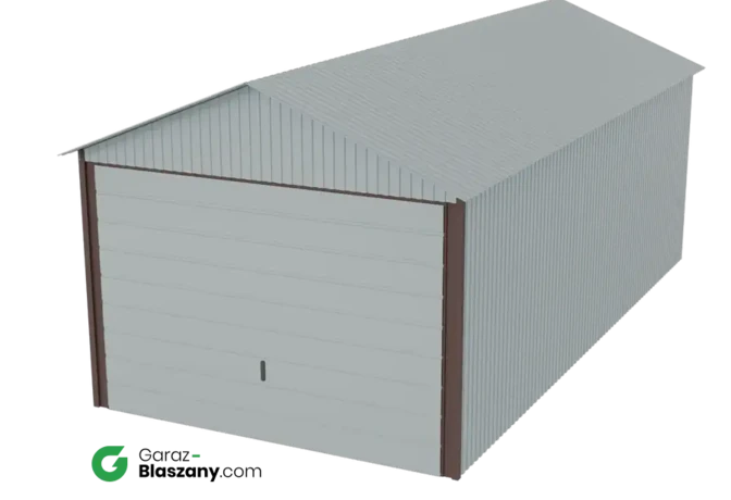 Garaż blaszany 3x6 ocynkowany Iszy gatunek dach dwuspadowy brama uchylna