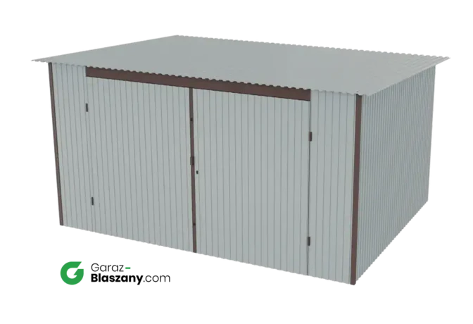Garaż blaszany 4x3 ocynkowany Iszy gatunek dach jednospadowy brama dwuskrzydłowa
