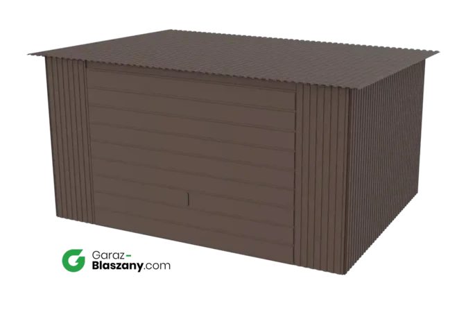 Garaż blaszany 4x3 brązowy MAT dach jednospadowy brama uchylna