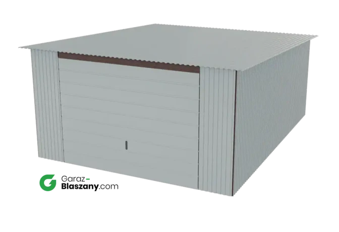 Garaż blaszany 4x5 ocynkowany Iszy gatunek dach jednospadowy brama uchylna