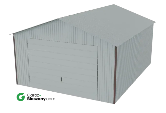 Garaż blaszany 4x5 ocynkowany Iszy gatuek dach dwuspadowy brama uchylna