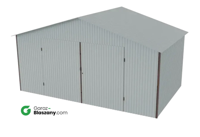 Garaż blaszany 5x3 ocynkowany Iszy gatunek dach dwuspadowy brama dwuskrzydłowa