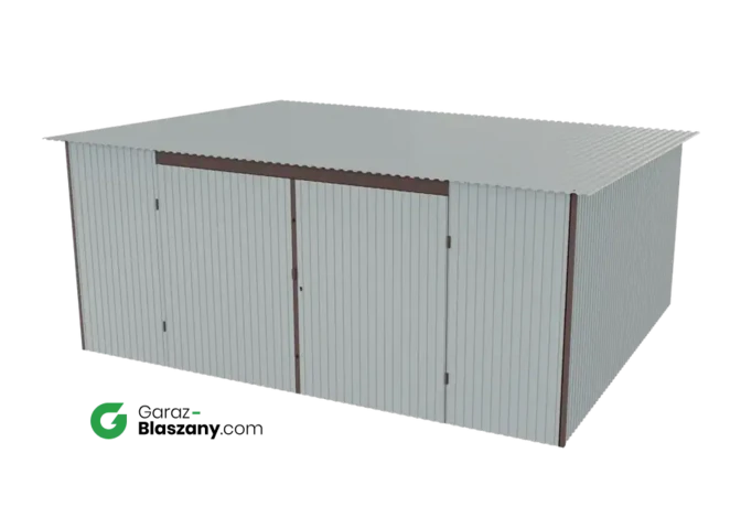 Garaż blaszany 5x4 ocynkowany Iszy gatunek dach jednospadowy brama dwuskrzydłowa