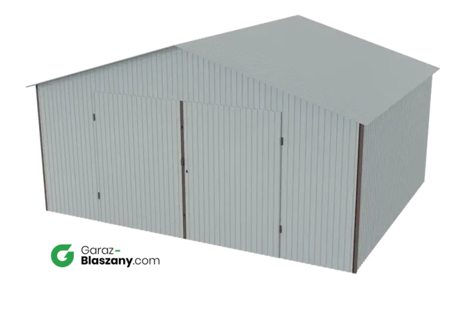 Garaż blaszany 5x4 ocynkowany Iszy gatunek dach dwuspadowy brama dwuskrzydłowa