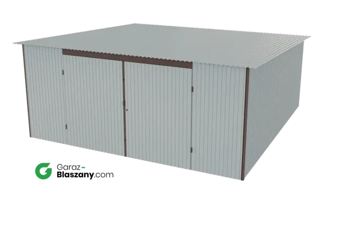Garaż blaszany 5x5 ocynkowany Iszy gatunek dach jednospadowy brama dwu skrzydłowa