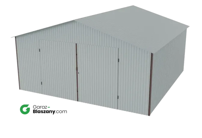 Garaż blaszany 5x5 ocynkowany Iszy gatunek dach dwuspadowy brama dwuskrzydłowa