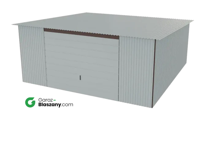 Garaż blaszany 5x5 ocynkowany Iszy gatunek dach jednospadowy brama uchylna