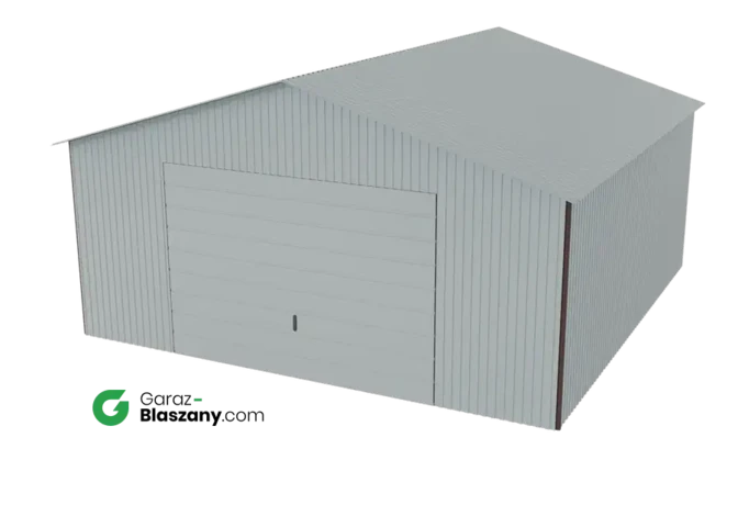 Garaż blaszany 5x5 ocynkowany Iszy gatunek dach dwuspadowy brama uchylna