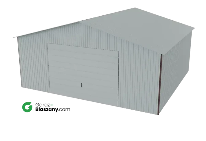 Garaż blaszany 5,5x5 ocynkowany Iszy gatunek dach dwuspadowy brama uchylna