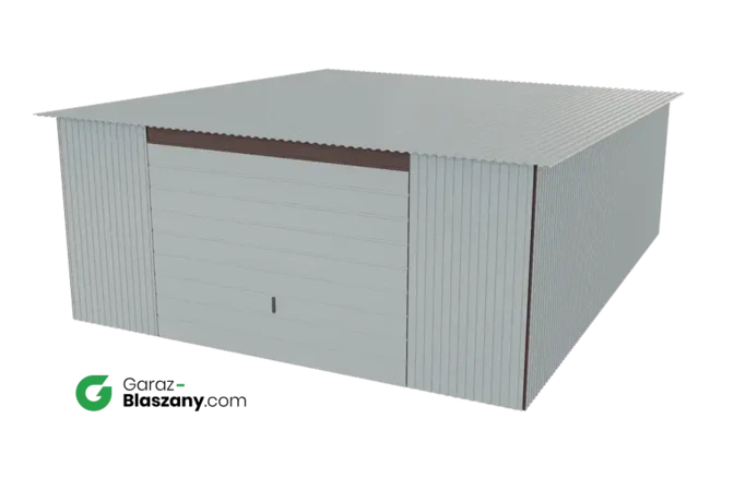 Garaż blaszany 5x6 ocynkowany Iszy gatunek dach jednospadowy brama uchylna