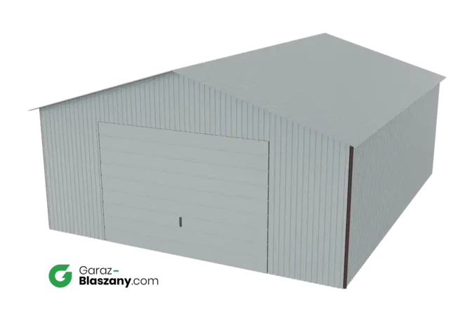 Garaż blaszany 5x6 ocynkowany Iszy gatunek dach dwuspadowy brama uchylna