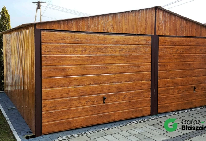 Garaż blaszany 6x5 Złoty Dąb, dach dwuspadowy, brama uchylna, dwie wersje