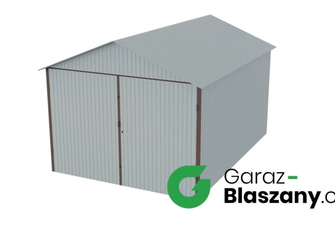 Garaż blaszany 3x4 blacha ocynkowana Iszy gatunek dach dwuspadowy brama dwuskrzydłowa