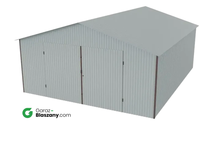Garaż blaszany 5x6 ocynkowany Iszy gatunek dach dwuspadowy brama dwuskrzydłowa