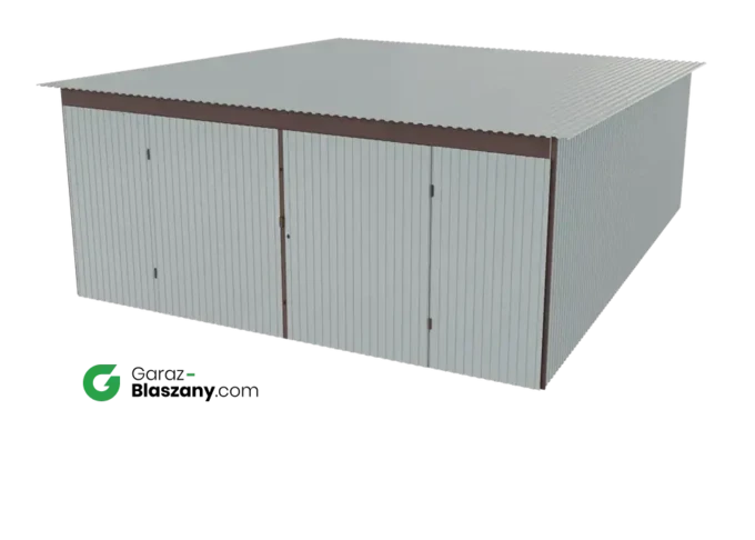 Garaż blaszany 5x6 ocynkowany Iszy gatunek dach jednospadowy brama dwuskrzydłowa