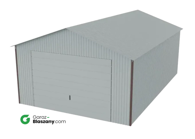 Garaż blaszany 4x6 ocynkowany Iszy gatunek dach dwuspadowy brama uchylna