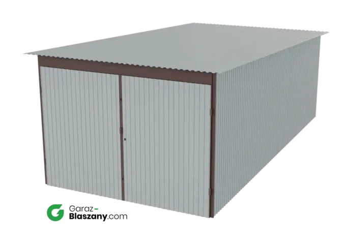 Garaż blaszany 3x6 ocynkowany Iszy gatunek dach jednospadowy brama dwuskrzydłowa