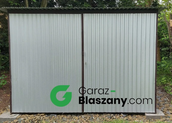 Garaż blaszany 3x5 ocynkowany ogniowo bezkwiatowy, jednospadowy, otwierany na boki