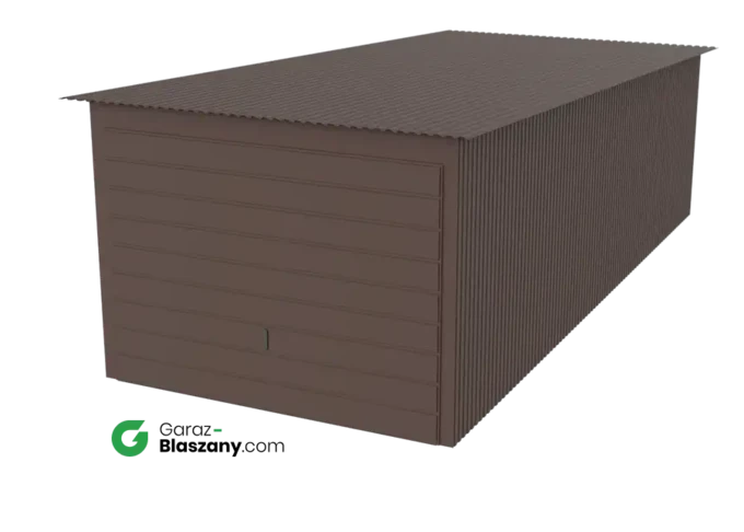 Garaż blaszany 3x7 brązowy mat dach jednospadowy brama uchylna