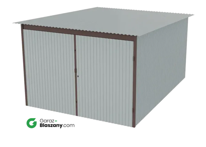 Garaż blaszany 3x4 blacha ocynkowana Iszy gatunek dach jednospadowy brama dwuskrzydłowa