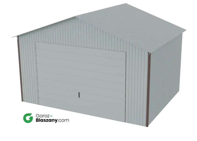 Garaż blaszany 4x3 ocynkowany Iszy gatunek dach dwuspadowy brama dwuskrzydłowa