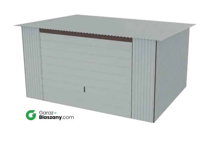 Garaż blaszany 4x3 ocynkowany Iszy gatunek dach jednospadowy brama uchylna