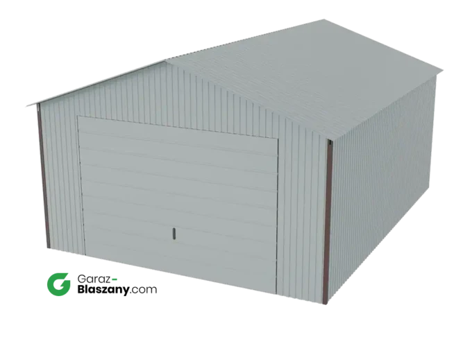 Garaż blaszany 4x5 ocynkowany Iszy gatuek dach dwuspadowy brama uchylna